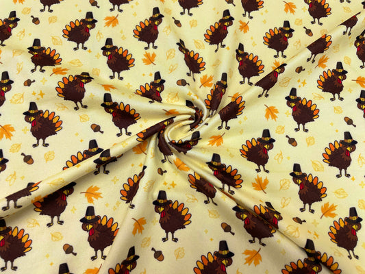 Thanksgiving Turkey DBP Print #261 Double Brushed Polyester Spandex Apparel Stretch Fabric 190 GSM 58"-60" Wide By The Yard