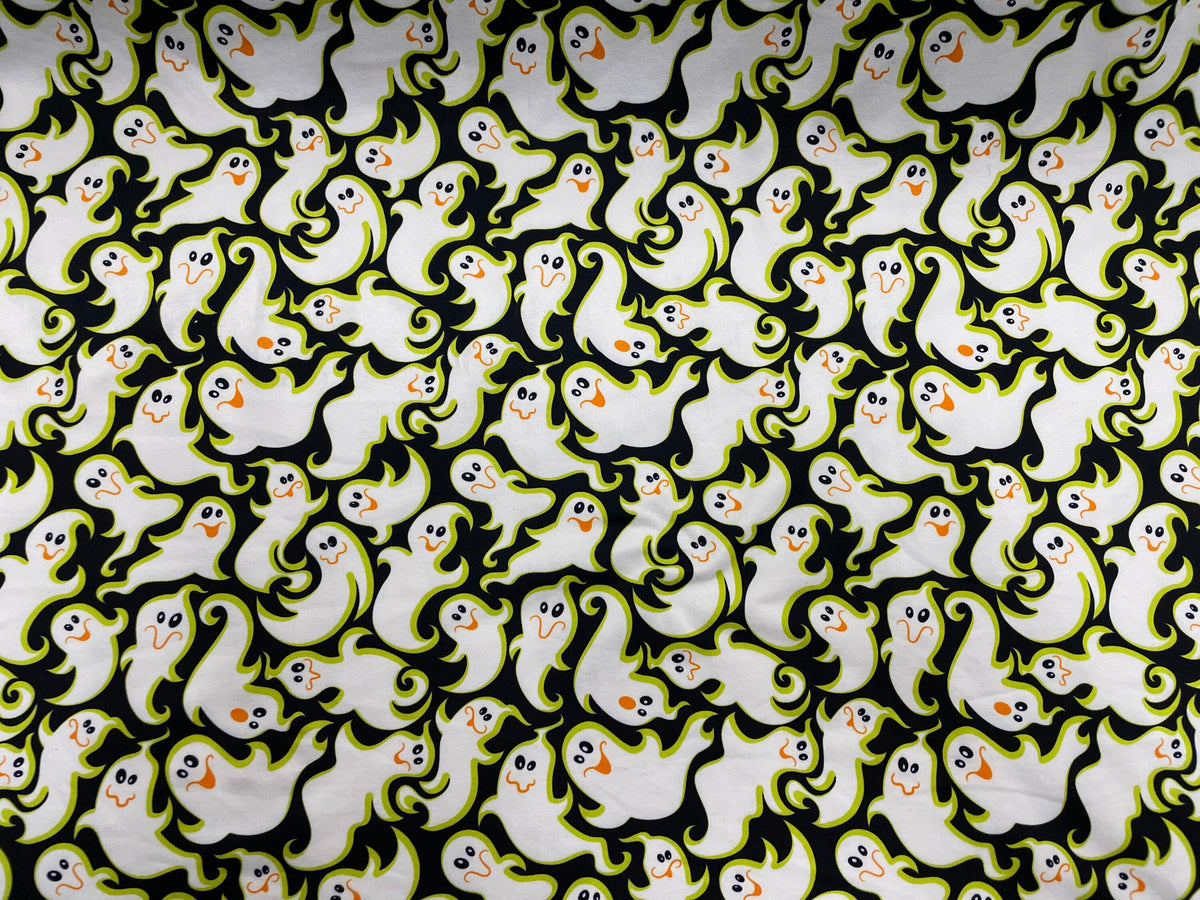 Ghosts Halloween DBP Print #275 Double Brushed Polyester Spandex Apparel Stretch Fabric 190 GSM 58"-60" Wide By The Yard