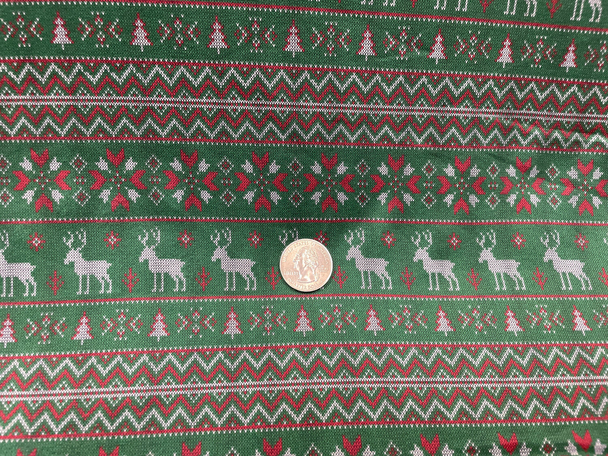 Ugly Christmas Sweater Reindeer DBP Print #286 Double Brushed Polyester Spandex Apparel Stretch Fabric 190 GSM 58"-60" Wide By The Yard