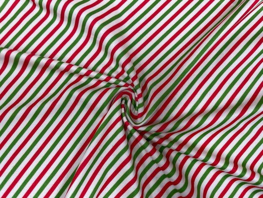 Candy Cane Stripe DBP Print #288 Double Brushed Polyester Spandex Apparel Stretch Fabric 190 GSM 58"-60" Wide By The Yard