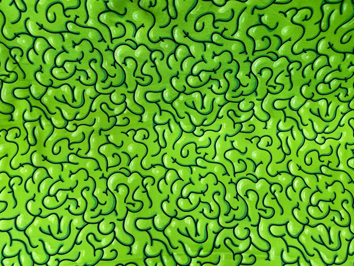 Zombie Brains DBP Print #292 Double Brushed Polyester Spandex Apparel Stretch Fabric 190 GSM 58"-60" Wide By The Yard