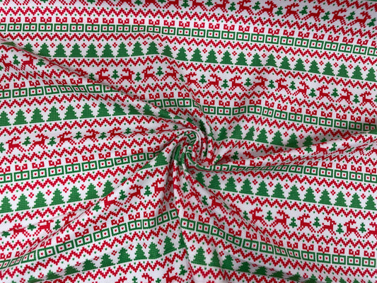 Ugly Christmas Sweater DBP Print #293 Double Brushed Polyester Spandex Apparel Stretch Fabric 190 GSM 58"-60" Wide By The Yard