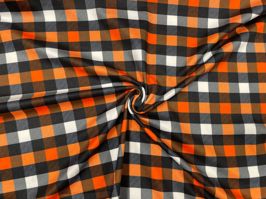 Buffalo Plaid Halloween DBP Print #300 Double Brushed Polyester Spandex Apparel Stretch Fabric 190 GSM 58"-60" Wide By The Yard