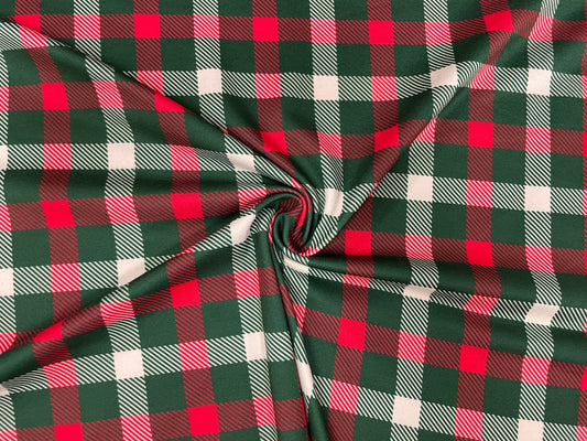 Christmas Plaid DBP Print #315 Double Brushed Polyester Spandex Apparel Stretch Fabric 190 GSM 58"-60" Wide By The Yard
