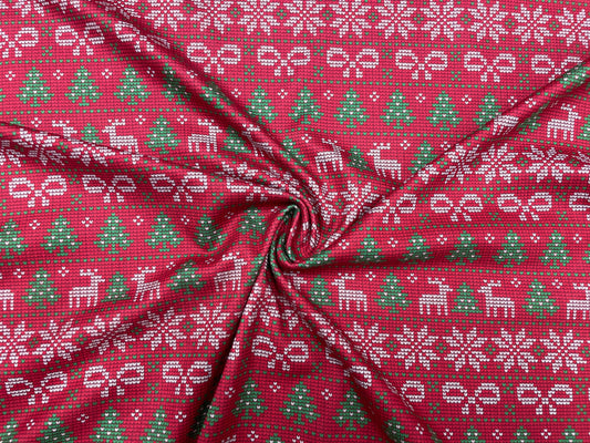 Ugly Christmas Sweater DBP Print #332 Double Brushed Polyester Spandex Apparel Stretch Fabric 190 GSM 58"-60" Wide By The Yard
