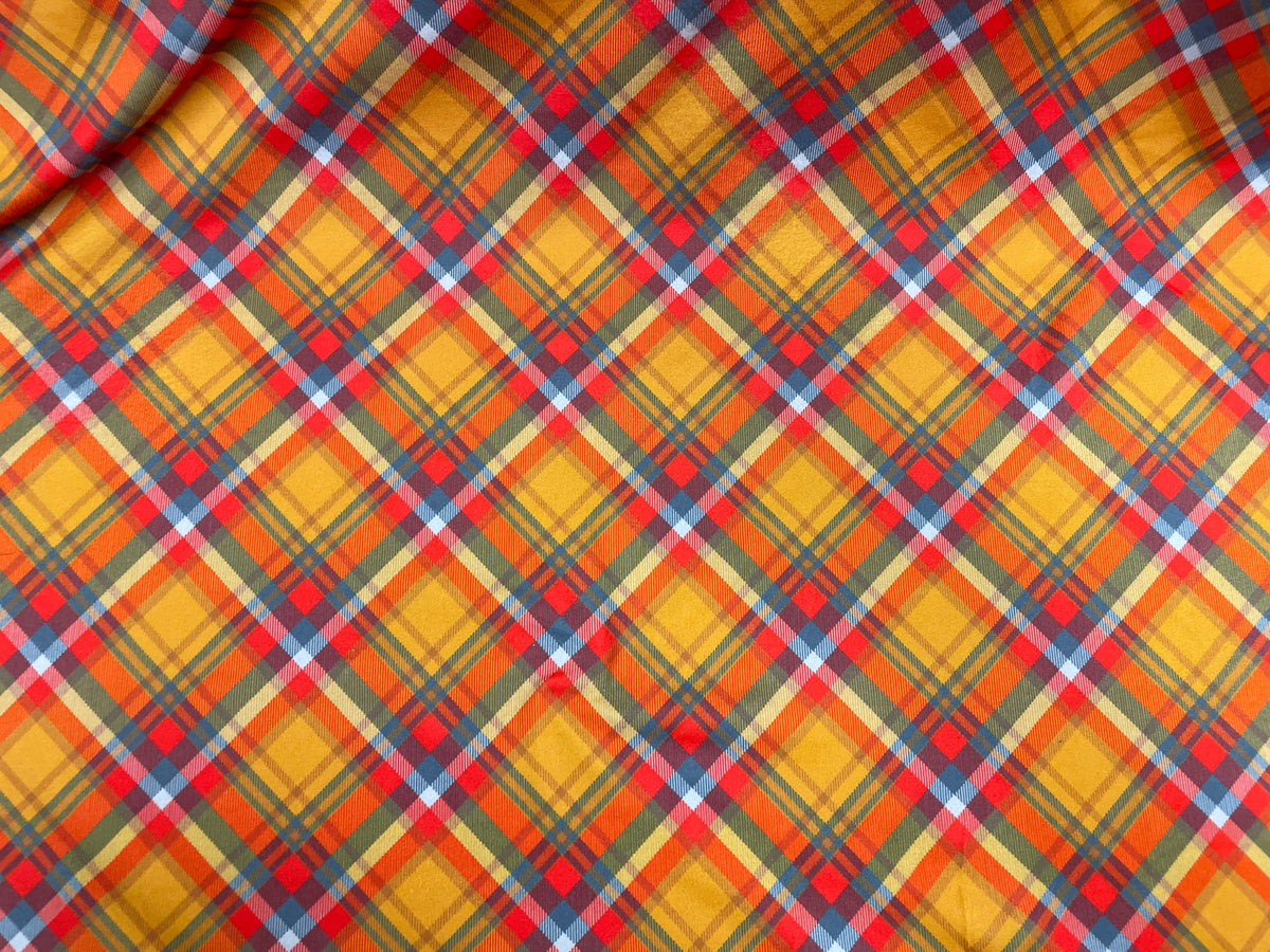 Fall Plaid DBP Print #334 Double Brushed Polyester Spandex Apparel Stretch Fabric 190 GSM 58"-60" Wide By The Yard