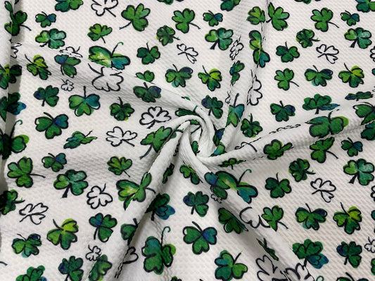 Clover Bullet Print #482 Ribbed Scuba Techno Double Knit 2-Way Stretch Poly Spandex Apparel Craft Fabric 58"-60" Wide BTY