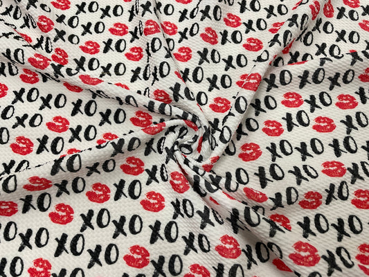 XOXO Lips Bullet Print #485 Ribbed Scuba Techno Double Knit 2-Way Stretch Poly Spandex Apparel Craft Fabric 58"-60" Wide BTY