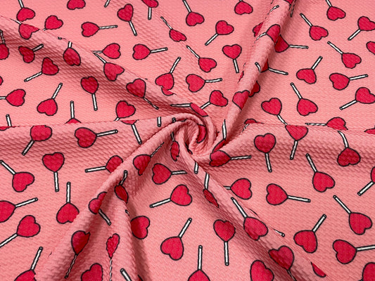 Candy Heart Pop Bullet Print #491 Ribbed Scuba Techno Double Knit 2-Way Stretch Poly Spandex Apparel Craft Fabric 58"-60" Wide BTY