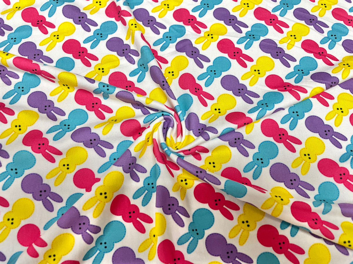 Bunny Peeps DBP Print #431 Double Brushed Polyester Spandex Apparel Stretch Fabric 190 GSM 58"-60" Wide By The Yard