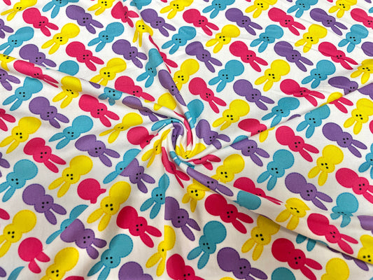 Bunny Peeps DBP Print #431 Double Brushed Polyester Spandex Apparel Stretch Fabric 190 GSM 58"-60" Wide By The Yard