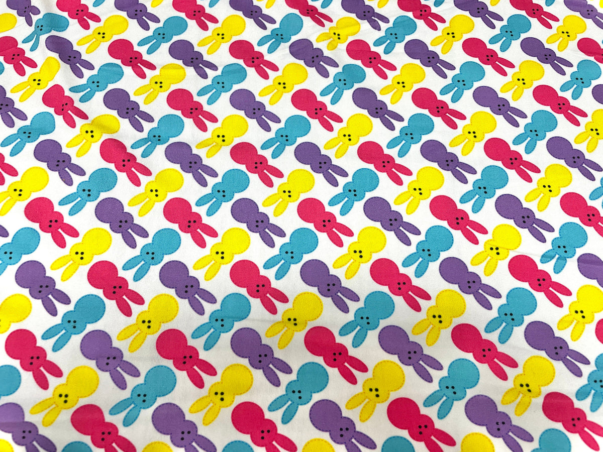 Bunny Peeps DBP Print #431 Double Brushed Polyester Spandex Apparel Stretch Fabric 190 GSM 58"-60" Wide By The Yard