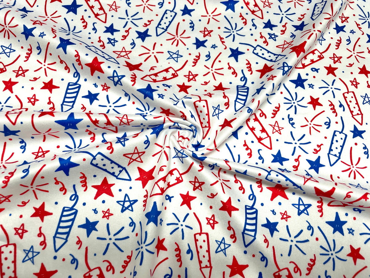 Fireworks DBP Print #433 Double Brushed Polyester Spandex Apparel Stretch Fabric 190 GSM 58"-60" Wide By The Yard