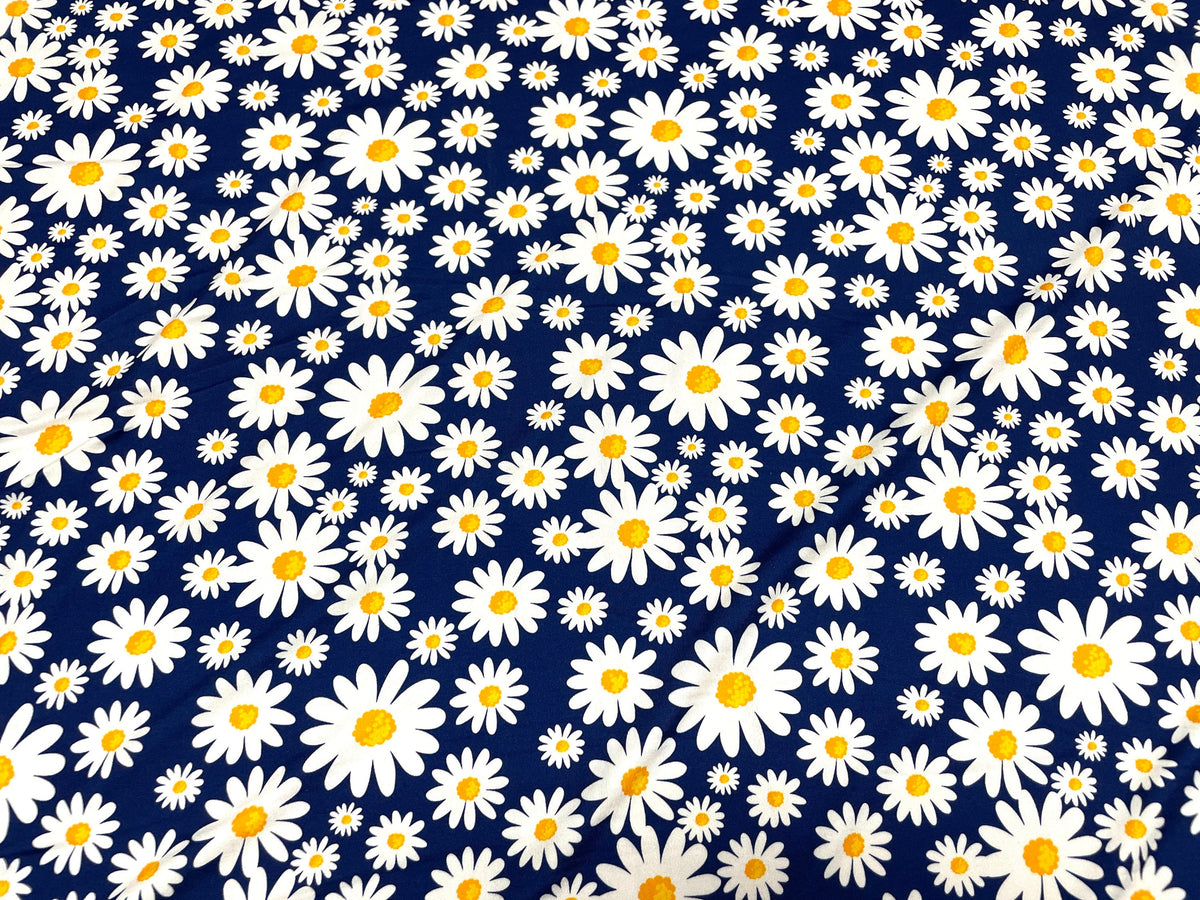 Daisy Floral DBP Print #438 Double Brushed Polyester Spandex Apparel Stretch Fabric 190 GSM 58"-60" Wide By The Yard
