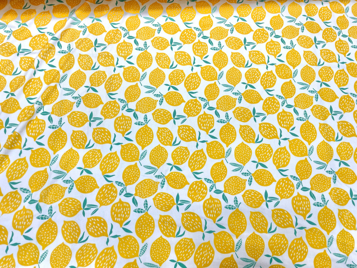 Lemons DBP Print #440 Double Brushed Polyester Spandex Apparel Stretch Fabric 190 GSM 58"-60" Wide By The Yard
