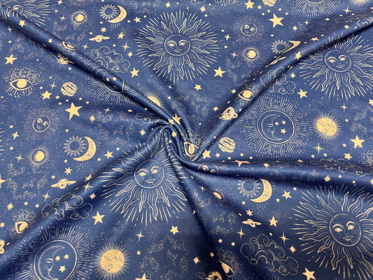 Astrology Constellations DBP Print #443 Double Brushed Polyester Spandex Apparel Stretch Fabric 190 GSM 58"-60" Wide By The Yard