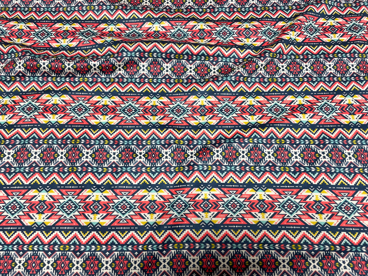Aztec Ethnic DBP Print #445 Double Brushed Polyester Spandex Apparel Stretch Fabric 190 GSM 58"-60" Wide By The Yard