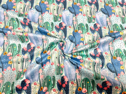 Succulent Cactus DBP Print #446 Double Brushed Polyester Spandex Apparel Stretch Fabric 190 GSM 58"-60" Wide By The Yard