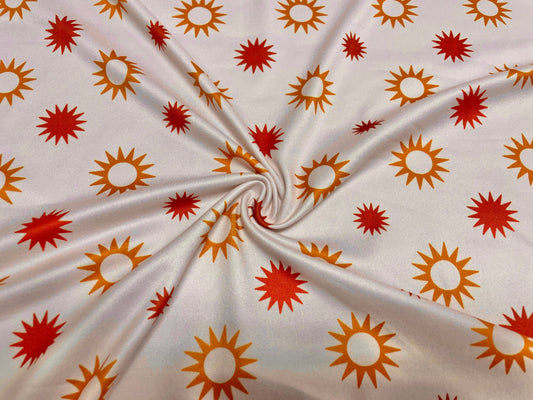 Retro Sun DBP Print #448 Double Brushed Polyester Spandex Apparel Stretch Fabric 190 GSM 58"-60" Wide By The Yard