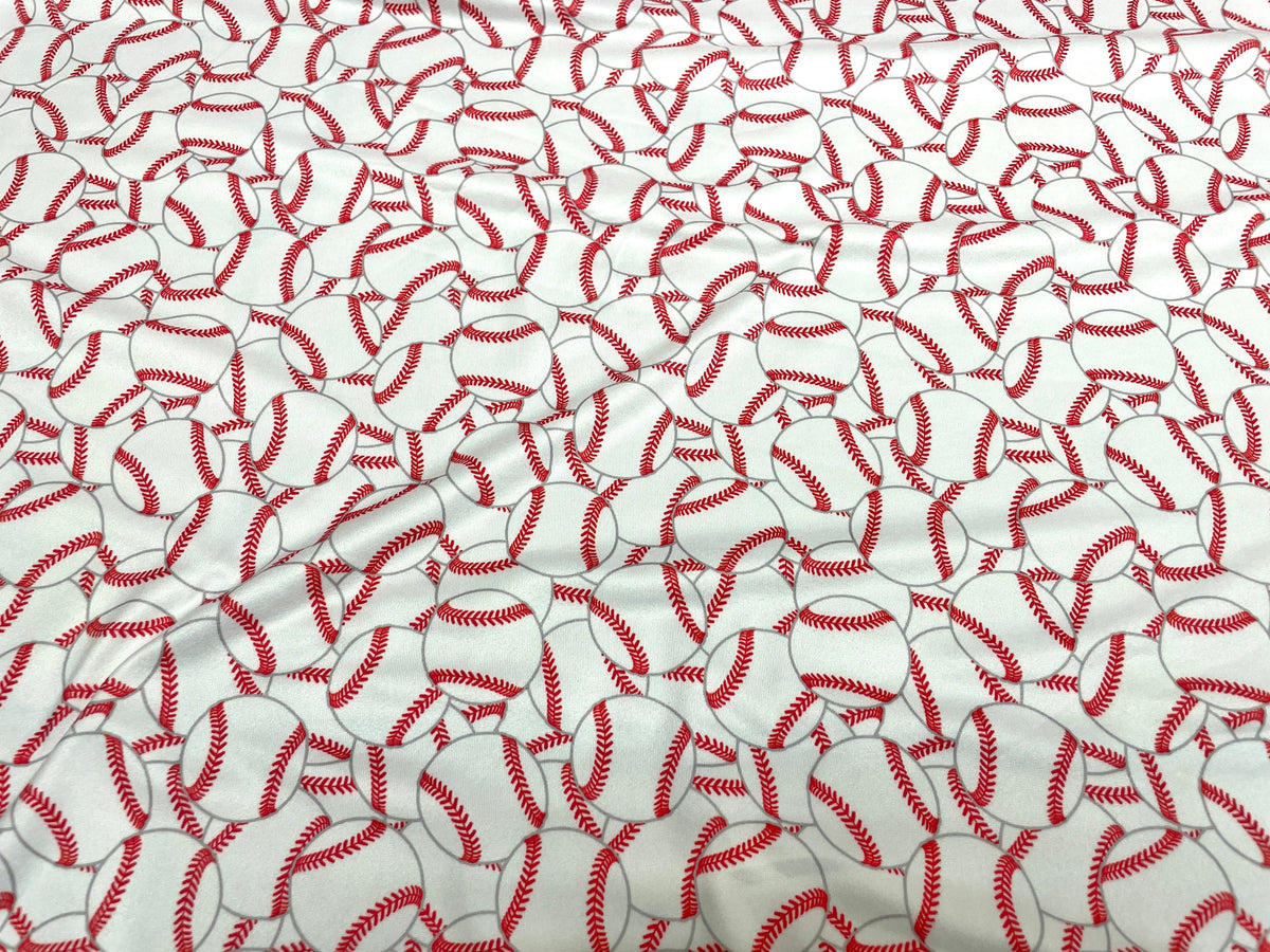 250 GSM DBP Baseball Print #450 Double Brushed Polyester Spandex Apparel Stretch Fabric 58"-60" Wide By The Yard