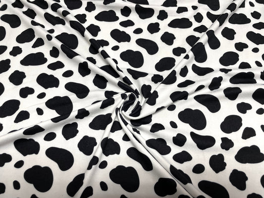 250 GSM DBP Cow Spot Print #453 Double Brushed Polyester Spandex Apparel Stretch Fabric 58"-60" Wide By The Yard
