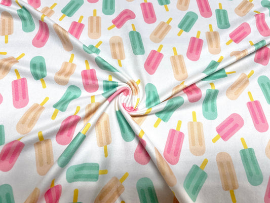 Popsicles DBP Print #465 Double Brushed Polyester Spandex Apparel Stretch Fabric 190 GSM 58"-60" Wide By The Yard