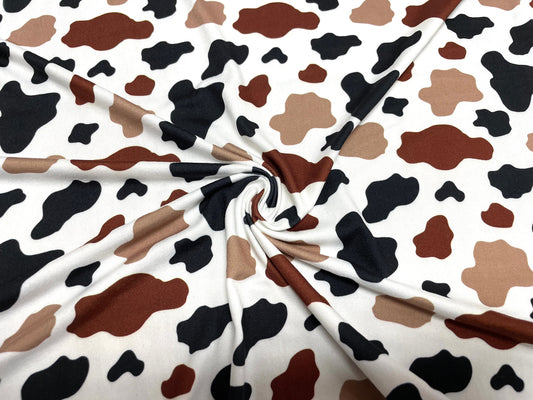 Cow spot Cowhide DBP Print #466 Double Brushed Polyester Spandex Apparel Stretch Fabric 190 GSM 58"-60" Wide By The Yard