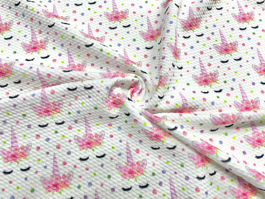 Unicorn Polka Dot Bullet Print #493 Ribbed Scuba Techno Double Knit 2-Way Stretch Poly Spandex Apparel Craft Fabric 58"-60" Wide BTY