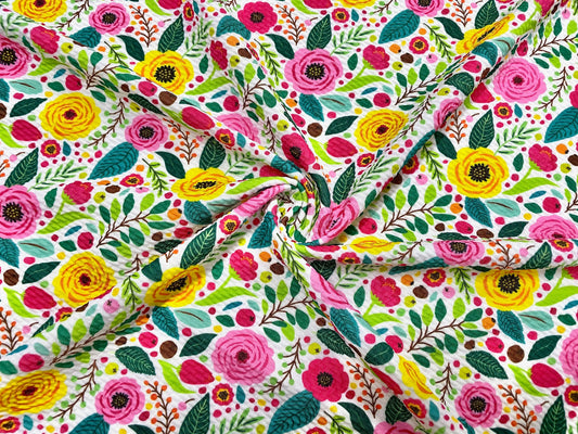 Spring Floral Bullet Print #511 Ribbed Scuba Techno Double Knit 2-Way Stretch Poly Spandex Apparel Craft Fabric 58"-60" Wide BTY