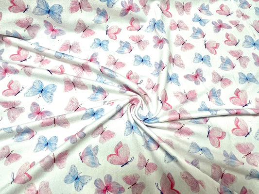 Butterfly DBP Print #430 Double Brushed Polyester Spandex Apparel Stretch Fabric 190 GSM 58"-60" Wide By The Yard