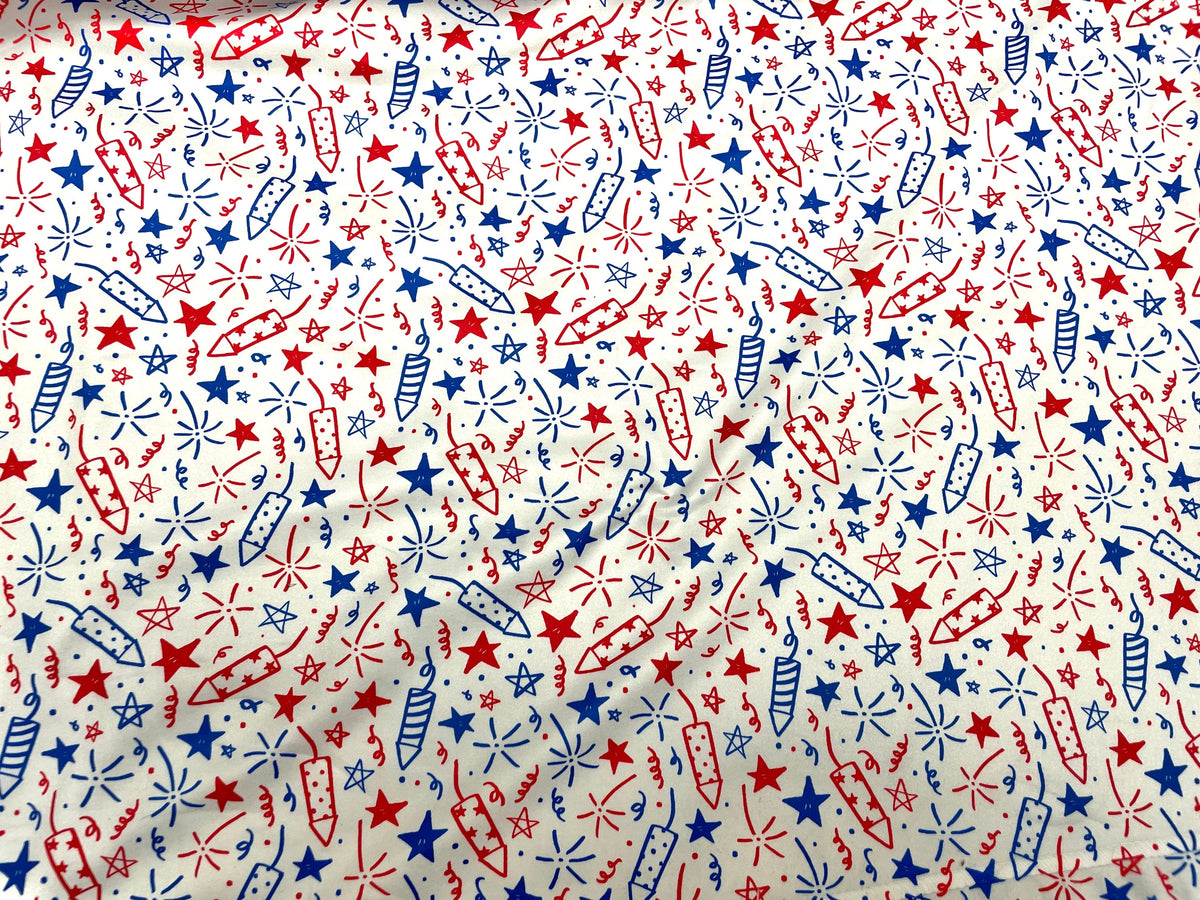 Fireworks DBP Print #433 Double Brushed Polyester Spandex Apparel Stretch Fabric 190 GSM 58"-60" Wide By The Yard