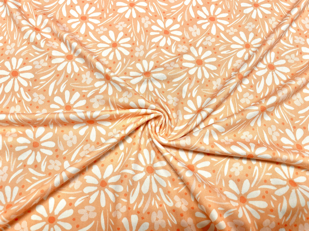 250 GSM DBP Spring Floral Print #435 Double Brushed Polyester Spandex Apparel Stretch Fabric 58"-60" Wide By The Yard