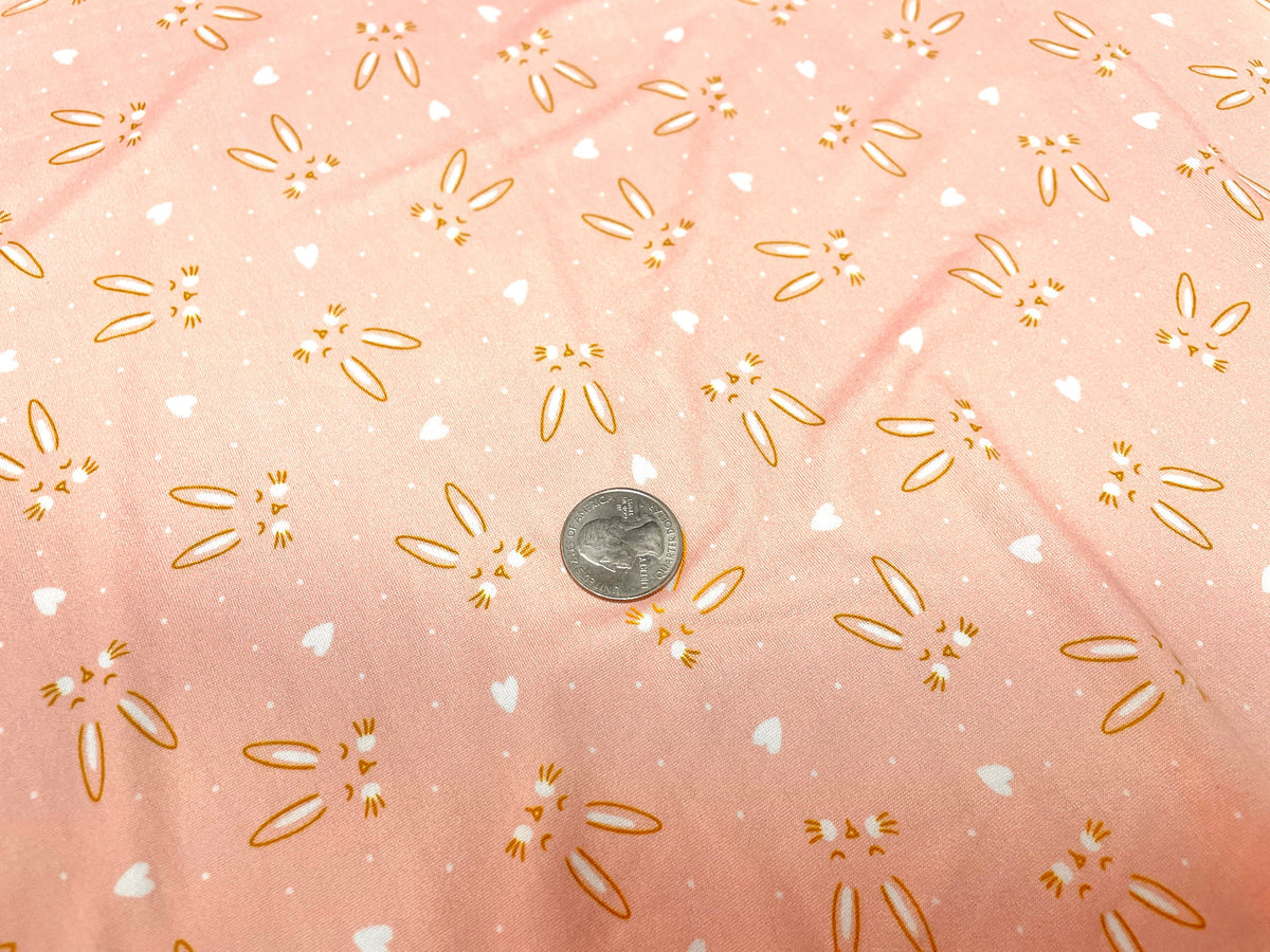 Bunny Hearts DBP Print #436 Double Brushed Polyester Spandex Apparel Stretch Fabric 190 GSM 58"-60" Wide By The Yard