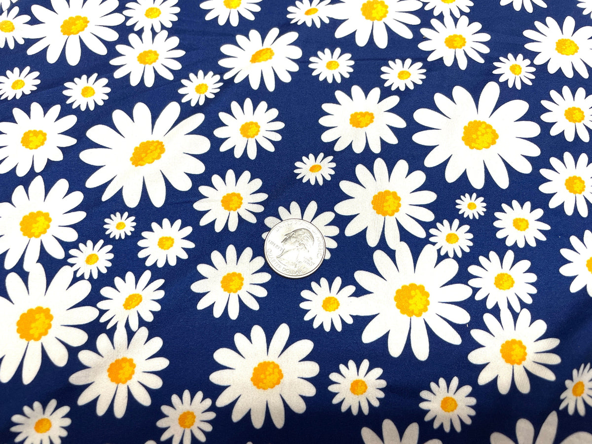 Daisy Floral DBP Print #438 Double Brushed Polyester Spandex Apparel Stretch Fabric 190 GSM 58"-60" Wide By The Yard