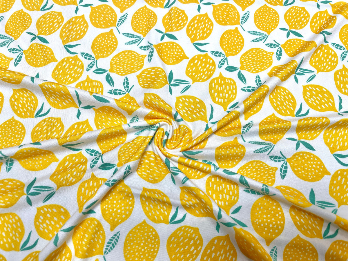 Lemons DBP Print #440 Double Brushed Polyester Spandex Apparel Stretch Fabric 190 GSM 58"-60" Wide By The Yard