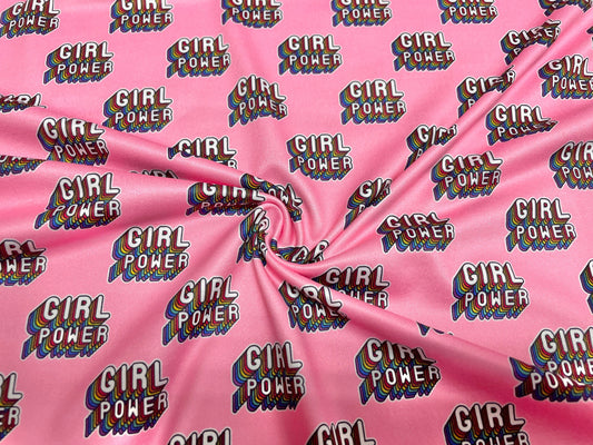 Girl Power DBP Print #444 Double Brushed Polyester Spandex Apparel Stretch Fabric 190 GSM 58"-60" Wide By The Yard