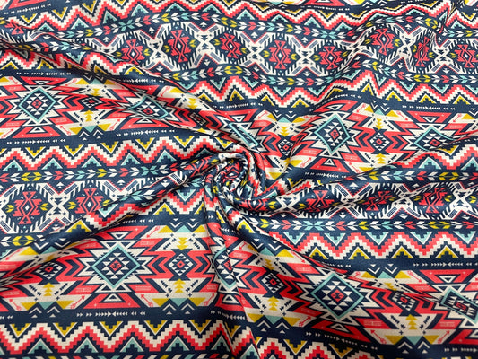 Aztec Ethnic DBP Print #445 Double Brushed Polyester Spandex Apparel Stretch Fabric 190 GSM 58"-60" Wide By The Yard