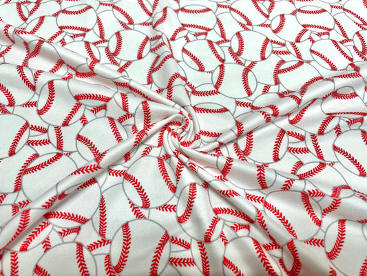 Baseball DBP Print #450 Double Brushed Polyester Spandex Apparel Stretch Fabric 190 GSM 58"-60" Wide By The Yard