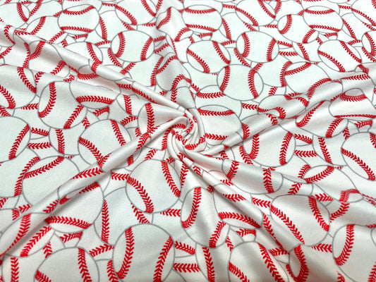 250 GSM DBP Baseball Print #450 Double Brushed Polyester Spandex Apparel Stretch Fabric 58"-60" Wide By The Yard