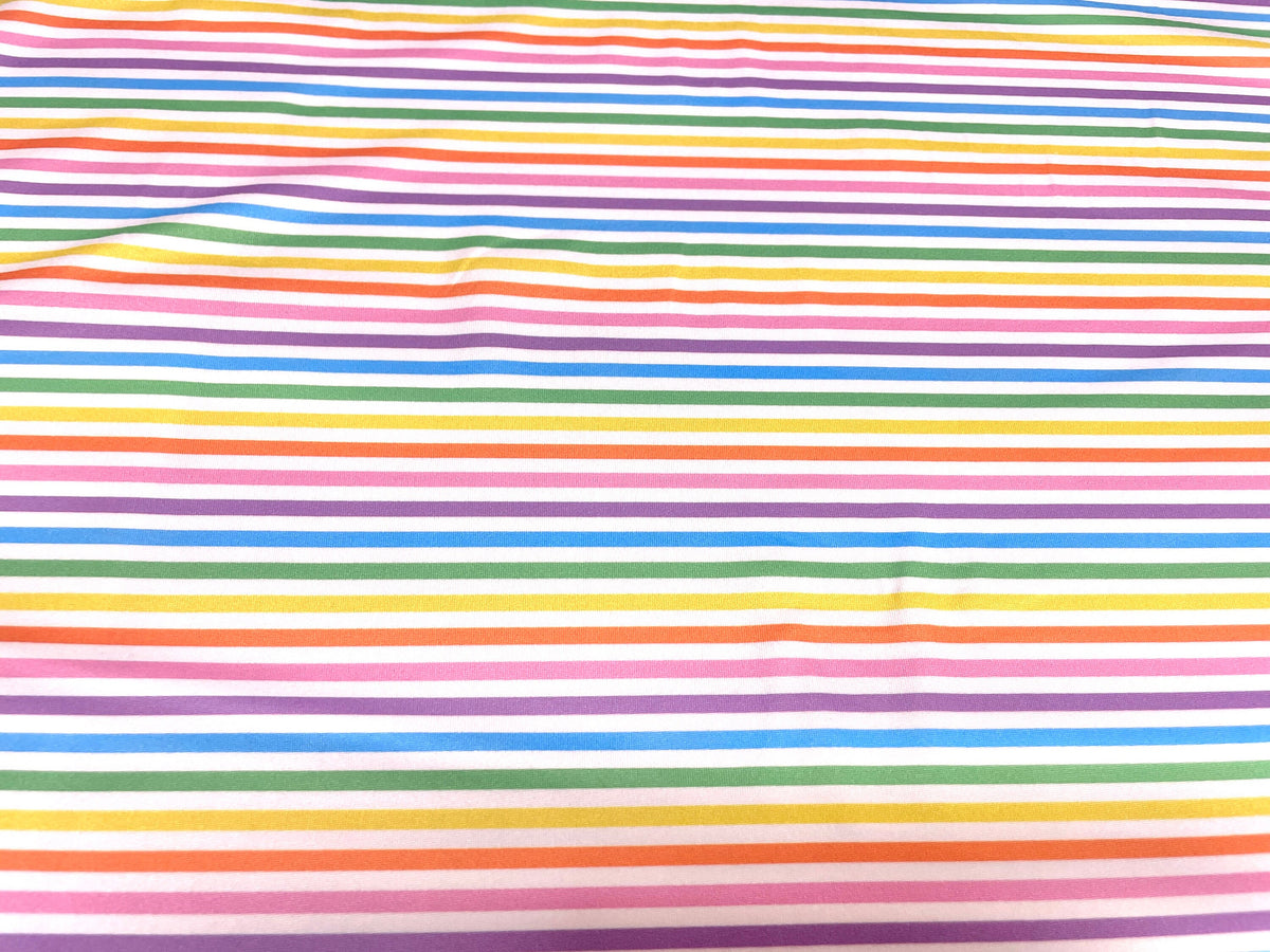Rainbow Stripe DBP Print #451 Double Brushed Polyester Spandex Apparel Stretch Fabric 190 GSM 58"-60" Wide By The Yard