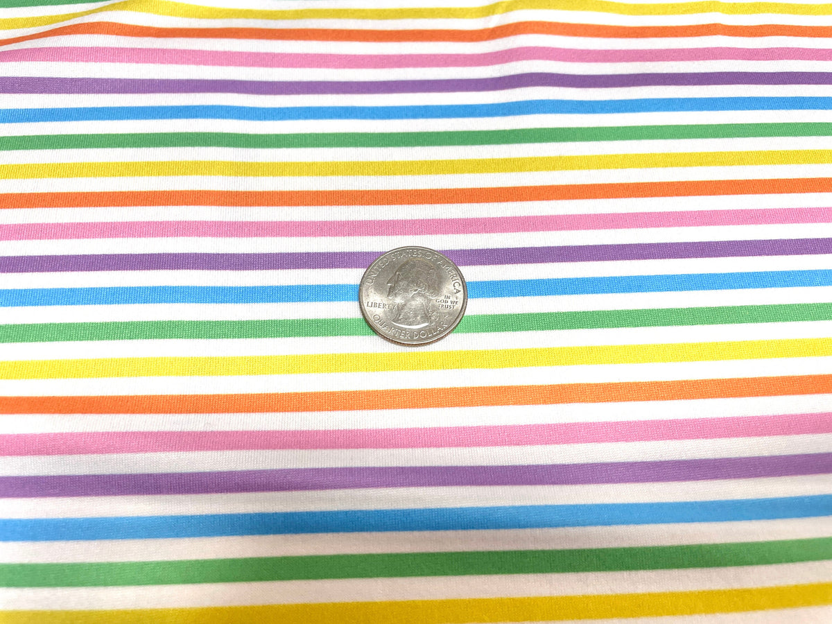Rainbow Stripe DBP Print #451 Double Brushed Polyester Spandex Apparel Stretch Fabric 190 GSM 58"-60" Wide By The Yard