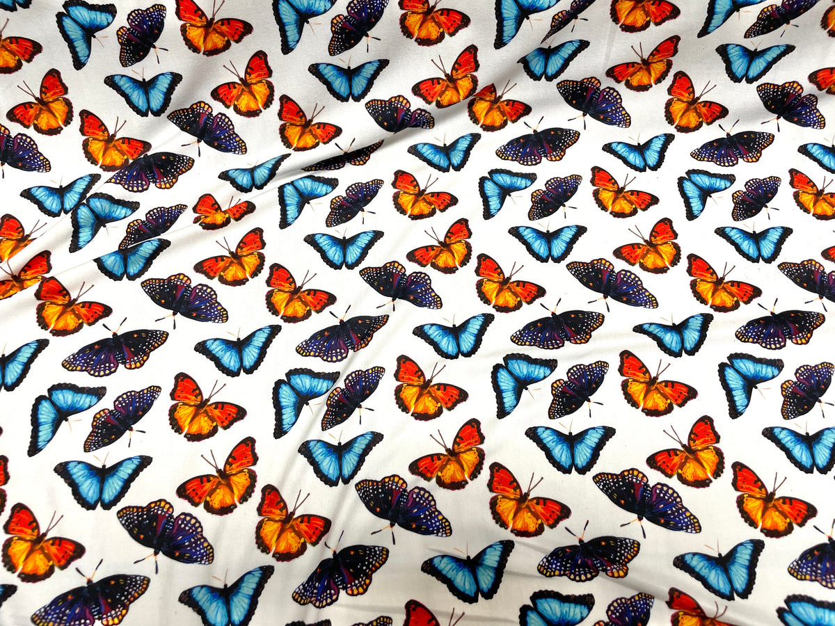 Butterfly DBP Print #464 Double Brushed Polyester Spandex Apparel Stretch Fabric 190 GSM 58"-60" Wide By The Yard