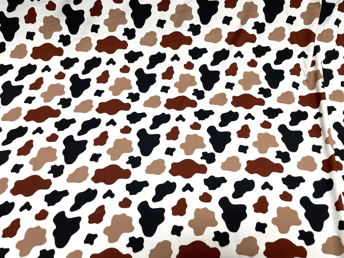 Cow spot Cowhide DBP Print #466 Double Brushed Polyester Spandex Apparel Stretch Fabric 190 GSM 58"-60" Wide By The Yard