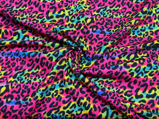 Swimwear Fabric 90's Neon Retro Animal Activewear Print #473 Polyester Spandex Stretch By The Yard