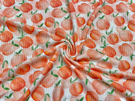 Peaches DBP 4x2 Rib Knit Print #77 Double Brushed Polyester Spandex Stretch 190GSM Apparel Fabric 58"-60" Wide By The Yard