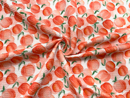 Summer Peaches Bullet Print #522 Ribbed Scuba Techno Double Knit 2-Way Stretch Poly Spandex Apparel Craft Fabric 58"-60" Wide BTY
