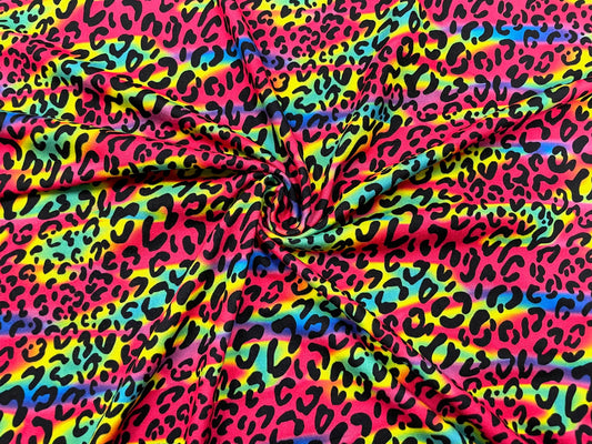 90's Retro Animal Neon DBP Print #473 Double Brushed Polyester Spandex Apparel Stretch Fabric 190 GSM 58"-60" Wide By The Yard