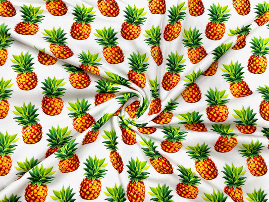 Pineapple DBP Print #487 Double Brushed Polyester Spandex Apparel Stretch Fabric 190 GSM 58"-60" Wide By The Yard