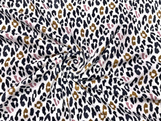 Leopard Glitter DBP Print #490 Double Brushed Polyester Spandex Apparel Stretch Fabric 190 GSM 58"-60" Wide By The Yard