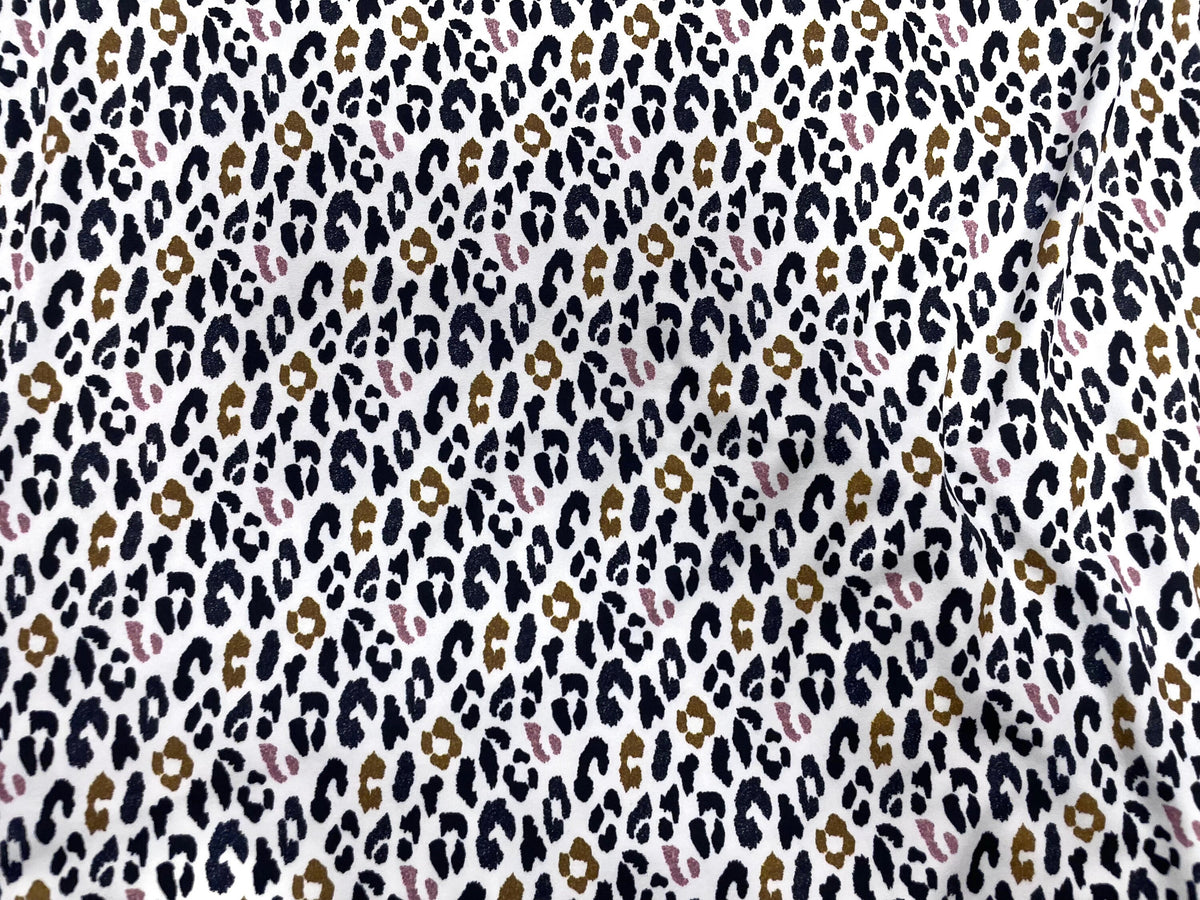 Leopard Glitter DBP Print #490 Double Brushed Polyester Spandex Apparel Stretch Fabric 190 GSM 58"-60" Wide By The Yard